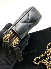 CHANEL DOUBLE ZIP  WALLET ON CHAIN LAMBSKIN