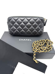 CHANEL DOUBLE ZIP  WALLET ON CHAIN LAMBSKIN