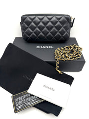CHANEL DOUBLE ZIP  WALLET ON CHAIN LAMBSKIN
