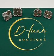 Clover White Gold Earrings -15mm