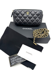CHANEL DOUBLE ZIP  WALLET ON CHAIN LAMBSKIN