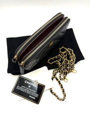 CHANEL DOUBLE ZIP  WALLET ON CHAIN LAMBSKIN