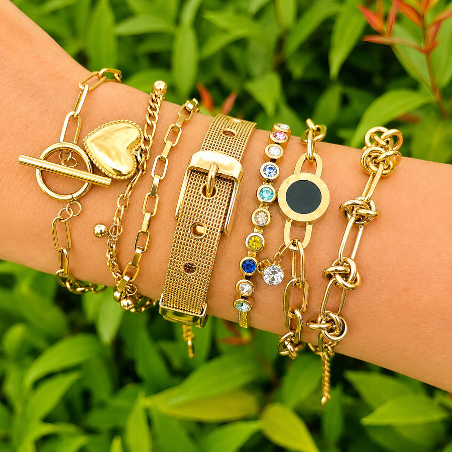 PVD GOLD-PLATED STAINLESS STEEL BRACELET - INTENSITY