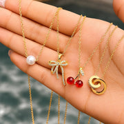 "BOW" PVD GOLD-PLATED BRASS NECKLACE-CRYSTALLIC"
