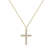 "CROSS" PVD GOLD-PLATED BRASS NECKLACE - CRYSTALLIC