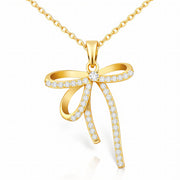 "BOW" PVD GOLD-PLATED BRASS NECKLACE-CRYSTALLIC"