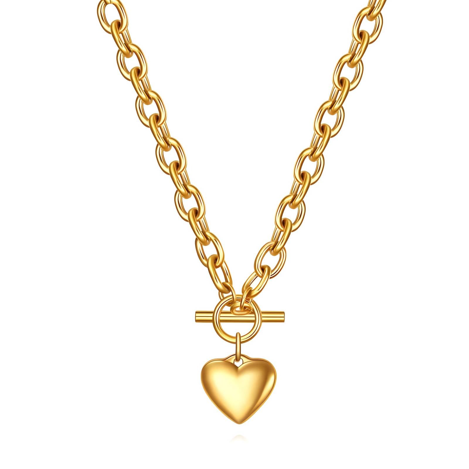 ENGRAVING-READY "HEART" PVD GOLD-PLATED STEEL NECKLACE - INTENSITY