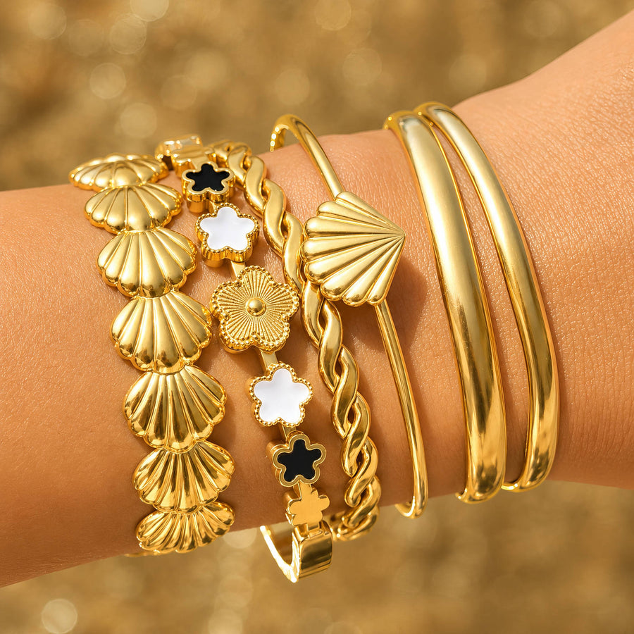 "FLOWER MEADOW" GOLD-PLATED STAINLESS STEEL BANGLE
