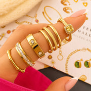 PVD GOLD-PLATED STAINLESS STEEL FINGER RING - INTENSITY