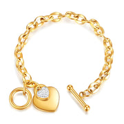 "HEARTS" PVD GOLD-PLATED STAINLESS STEEL BRACELET - INTENSITY