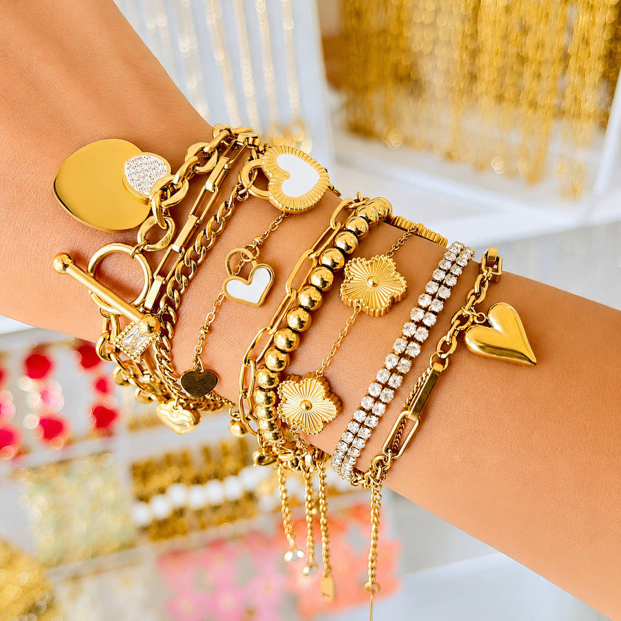 "HEARTS" PVD GOLD-PLATED STAINLESS STEEL BRACELET - INTENSITY