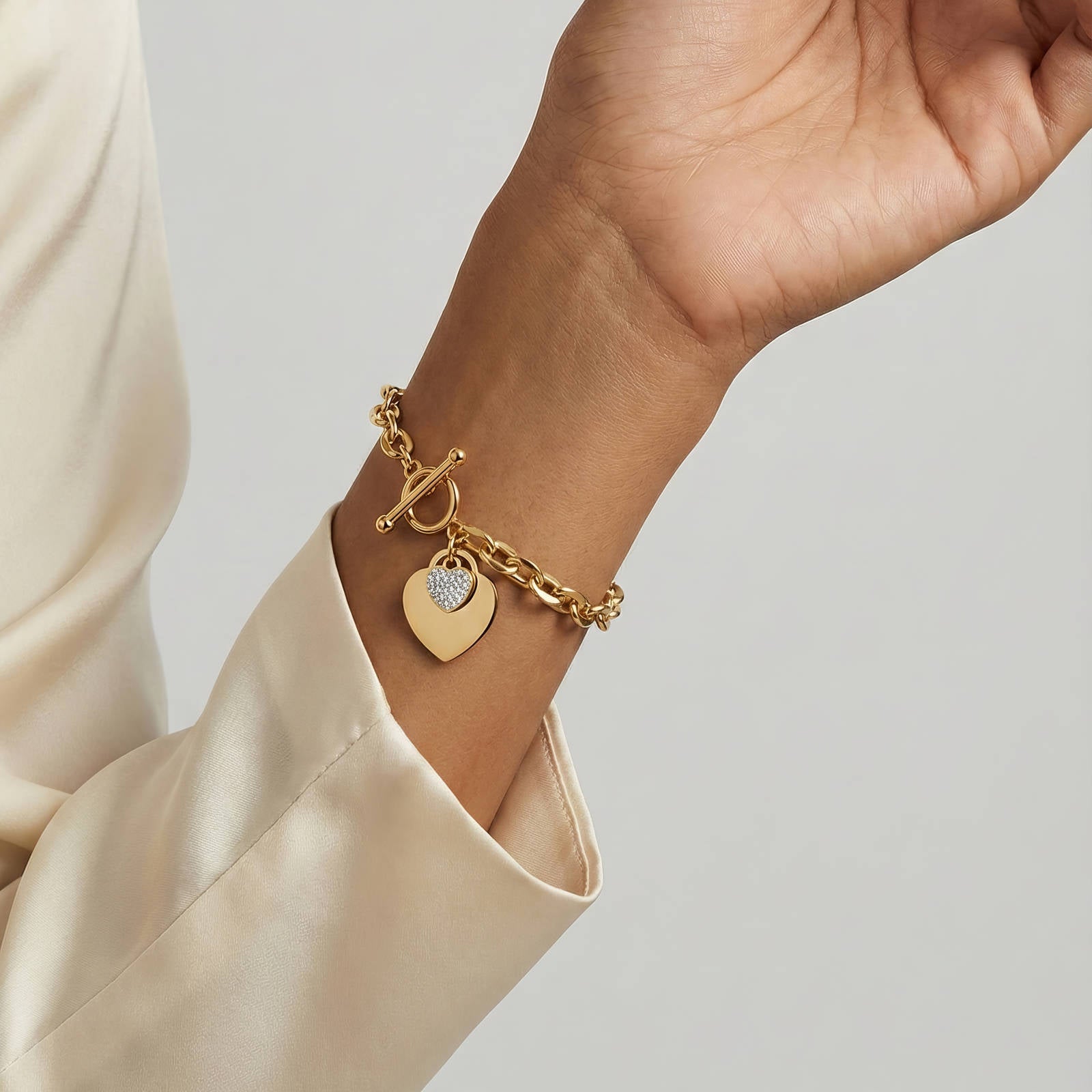 "HEARTS" PVD GOLD-PLATED STAINLESS STEEL BRACELET - INTENSITY