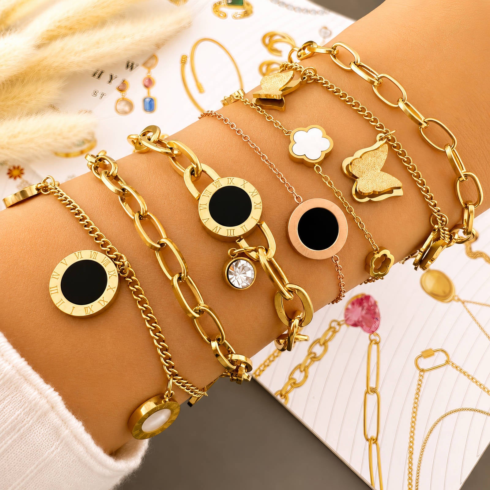PVD GOLD-PLATED STAINLESS STEEL BRACELET - INTENSITY