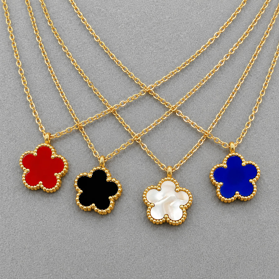 "FLOWER" PVD GOLD-PLATED STAINLESS STEEL NECKLACE - INTENSITY