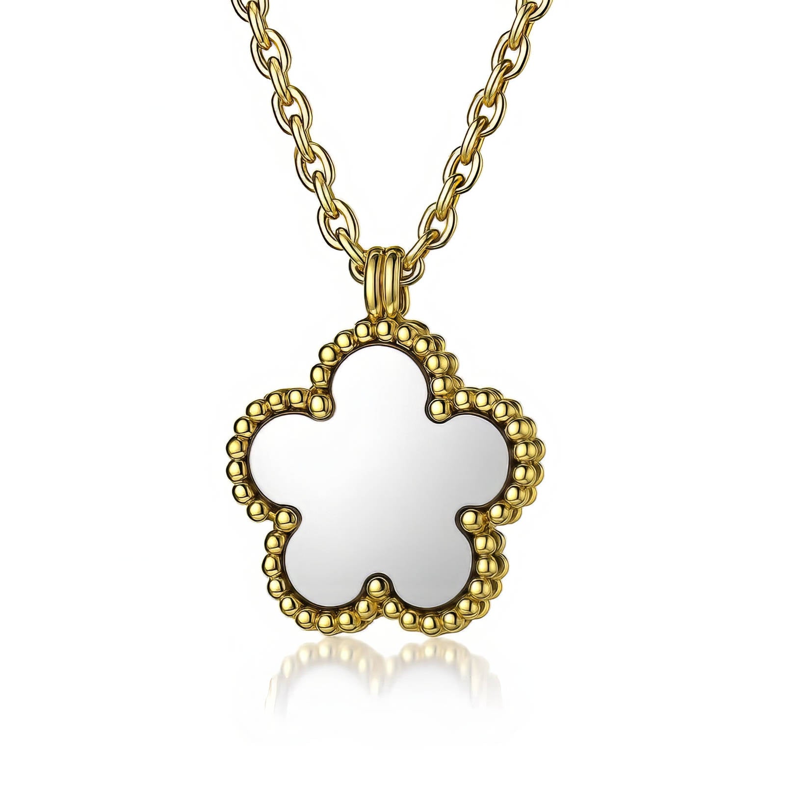 "FLOWER" PVD GOLD-PLATED STAINLESS STEEL NECKLACE - INTENSITY