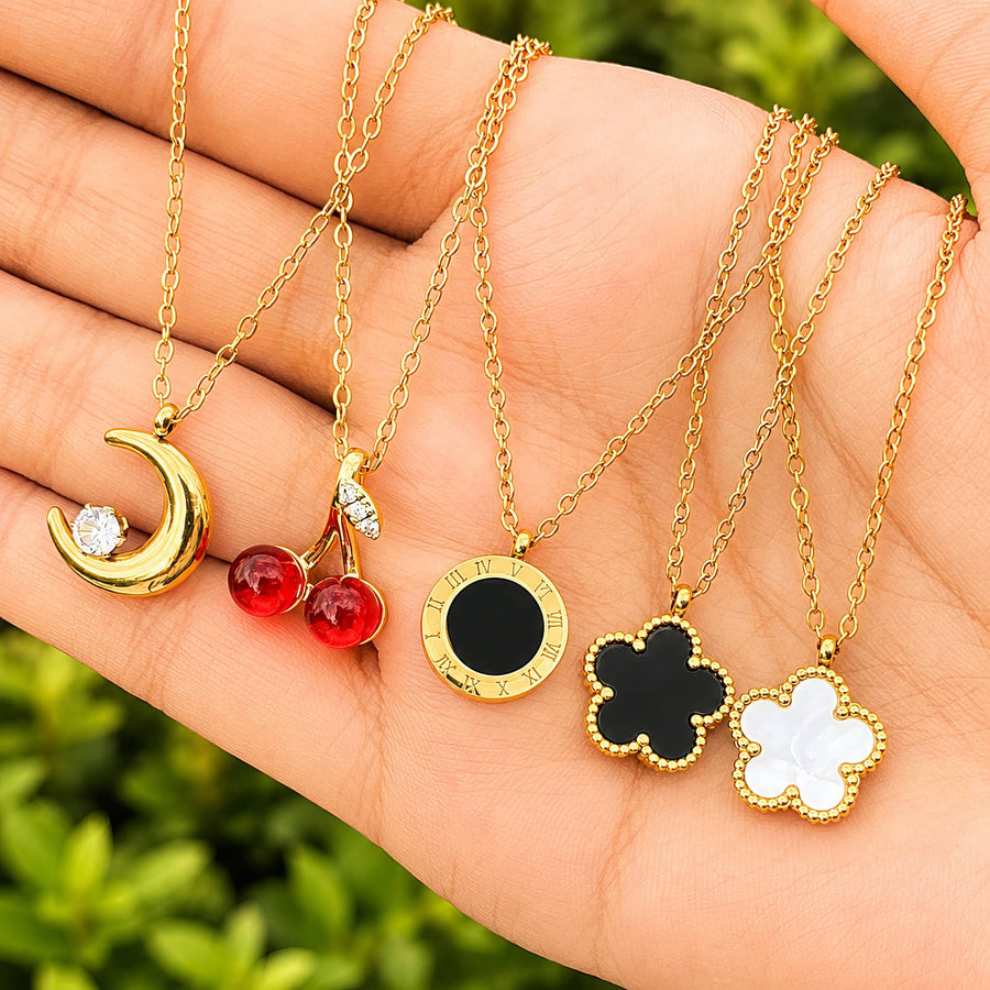 "FLOWER" PVD GOLD-PLATED STAINLESS STEEL NECKLACE - INTENSITY