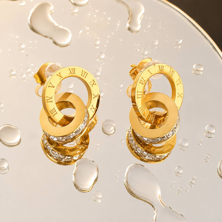 PVD GOLD-PLATED STAINLESS STEEL EARRINGS - INTENSITY