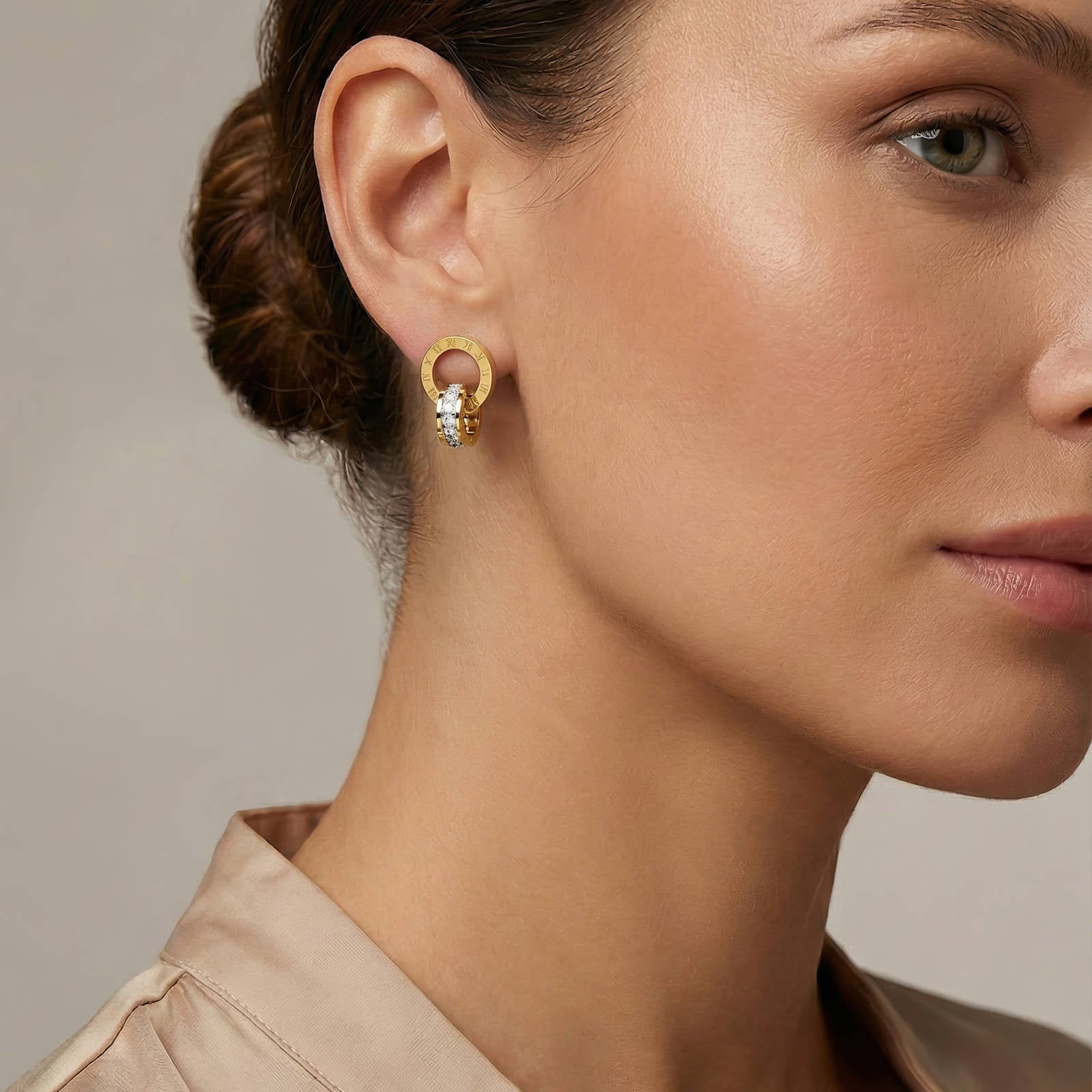 PVD GOLD-PLATED STAINLESS STEEL EARRINGS - INTENSITY