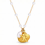 "STARFISH AND SEASHELL" PVD GOLD-PLATED STEEL NECKLACE - INTENSITY