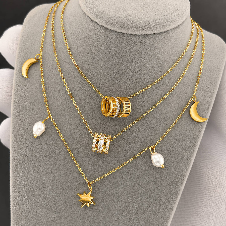 PVD GOLD-PLATED STAINLESS STEEL NECKLACE - INTENSITY