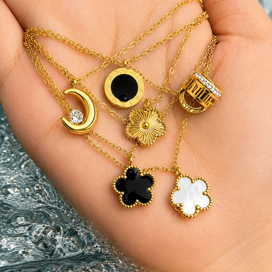 "FLOWER" PVD GOLD-PLATED STAINLESS STEEL NECKLACE - INTENSITY