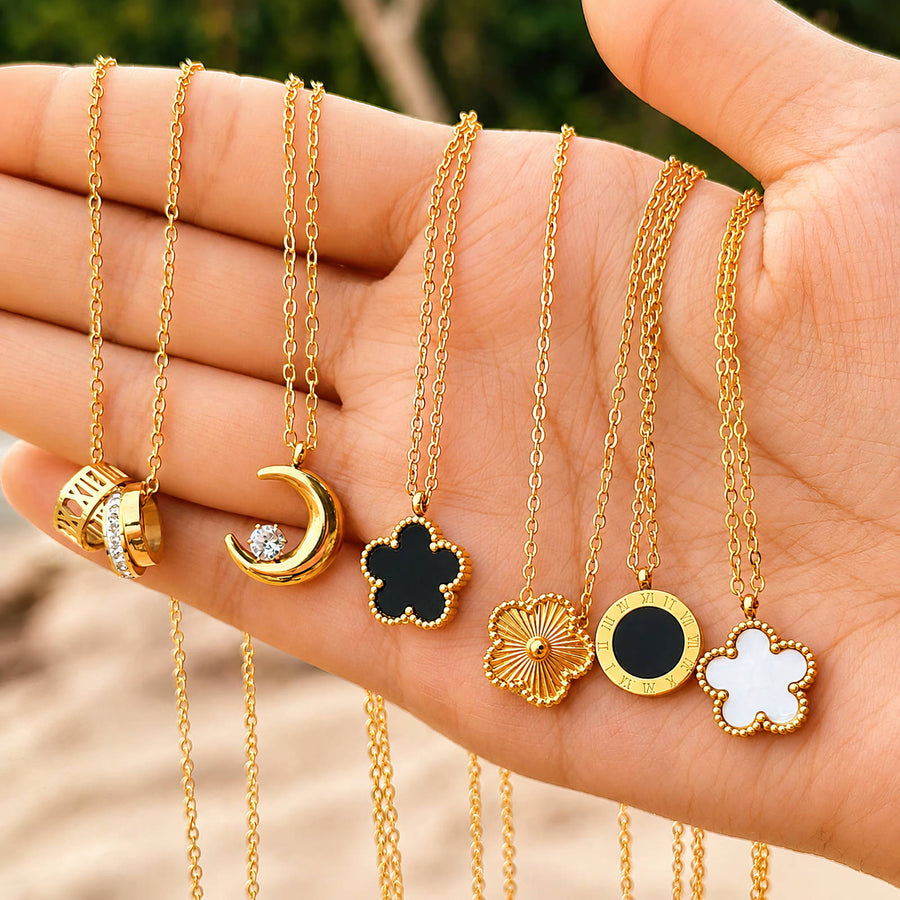 "FLOWER" PVD GOLD-PLATED STAINLESS STEEL NECKLACE - INTENSITY