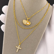 "SEASHELL" PVD GOLD-PLATED BRASS NECKLACE - CRYSTALLIC