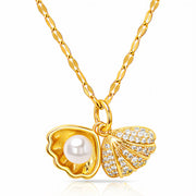 "SEASHELL" PVD GOLD-PLATED BRASS NECKLACE - CRYSTALLIC