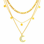 "CRESCENT AND STAR" PVD GOLD-PLATED STEEL NECKLACE - INTENSITY