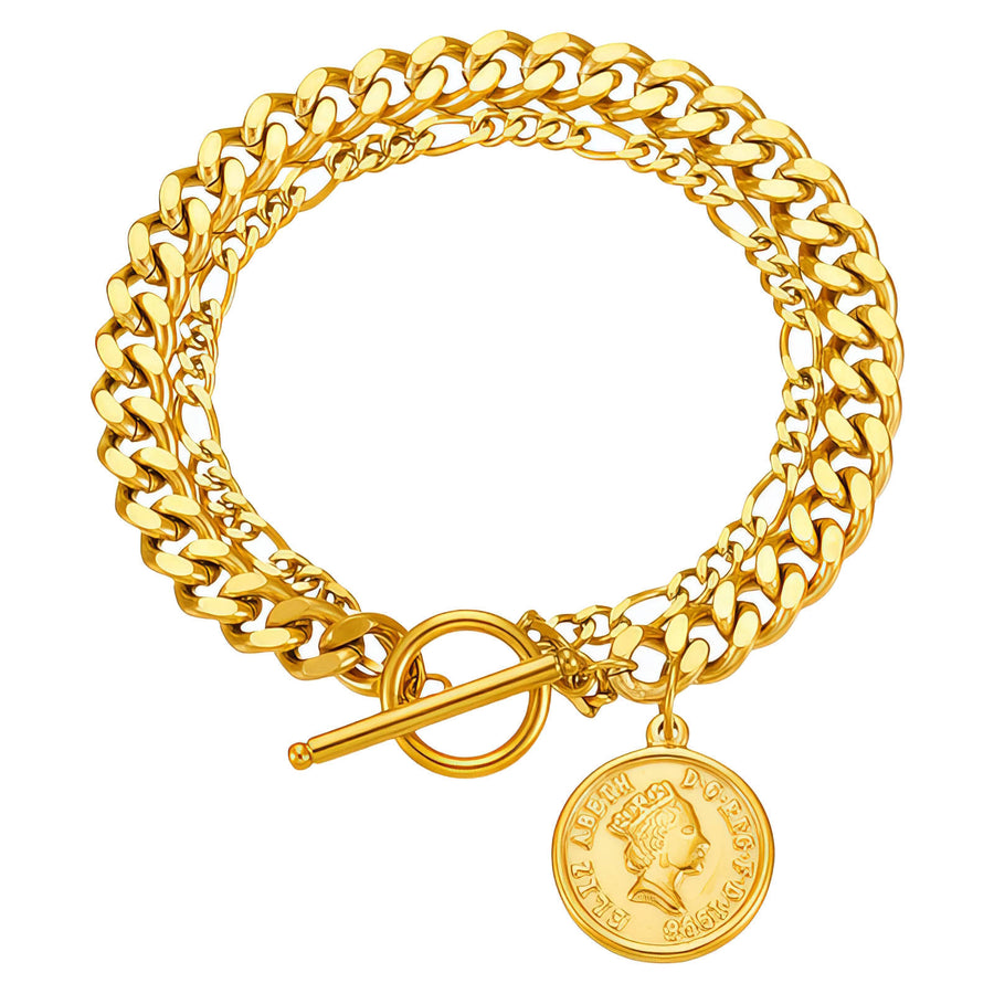 "COIN" PVD GOLD-PLATED STAINLESS STEEL BRACELET - INTENSITY