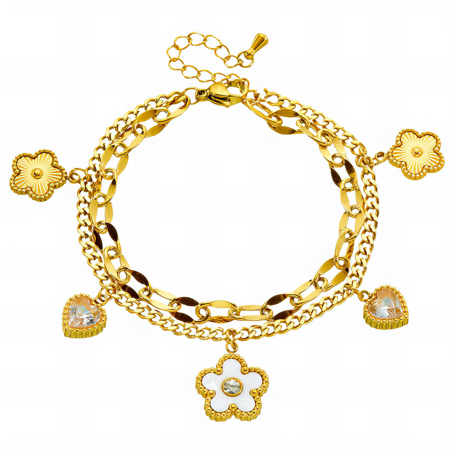"FLOWER MEADOW" PVD GOLD-PLATED STEEL BRACELET