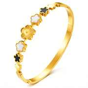 "FLOWER MEADOW" GOLD-PLATED STAINLESS STEEL BANGLE