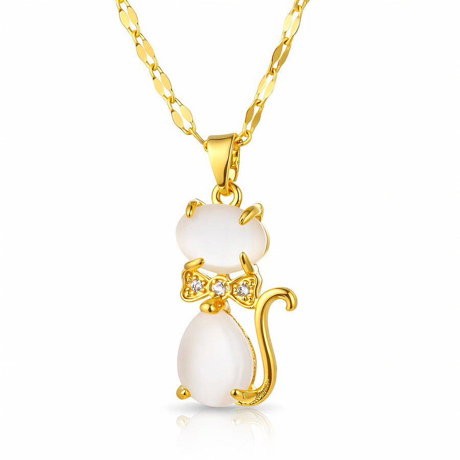 "CAT" PVD GOLD-PLATED BRASS NECKLACE - CRYSTALLIC