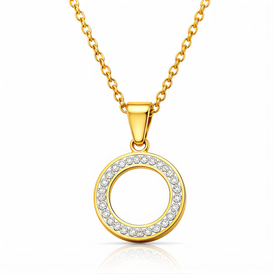 GOLD-PLATED STAINLESS STEEL ROUND PENDANT/ NECKLACE