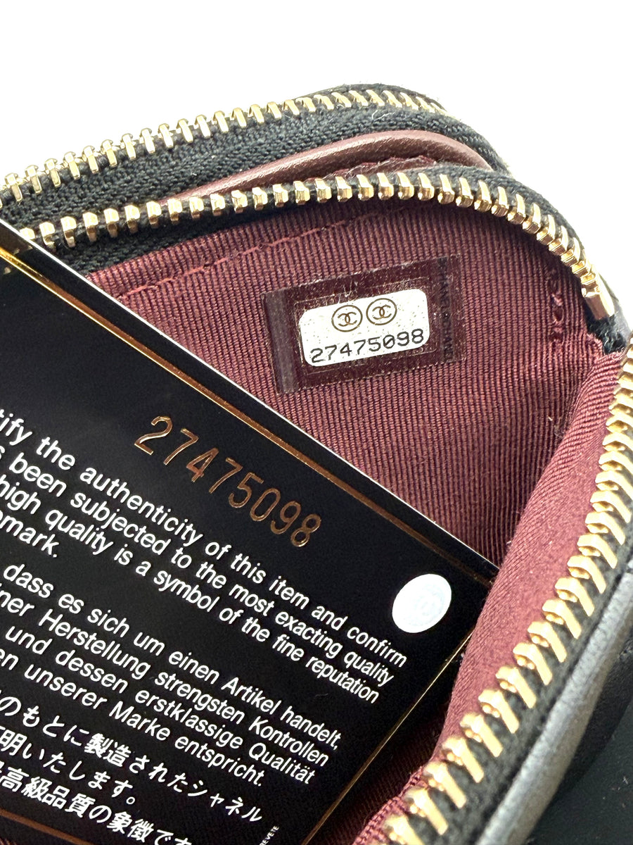 CHANEL DOUBLE ZIP  WALLET ON CHAIN LAMBSKIN