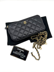 CHANEL DOUBLE ZIP  WALLET ON CHAIN LAMBSKIN