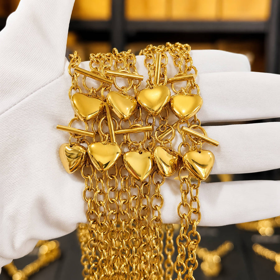 ENGRAVING-READY "HEART" PVD GOLD-PLATED STEEL NECKLACE - INTENSITY
