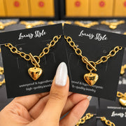 ENGRAVING-READY "HEART" PVD GOLD-PLATED STEEL NECKLACE - INTENSITY