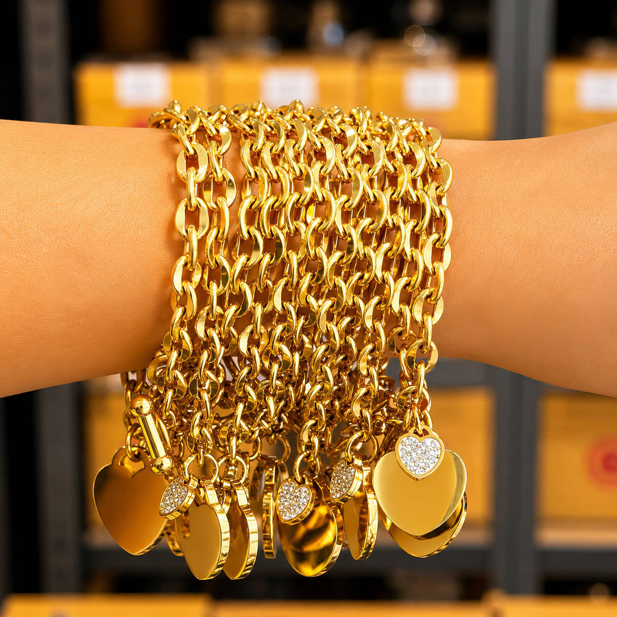 "HEARTS" PVD GOLD-PLATED STAINLESS STEEL BRACELET - INTENSITY