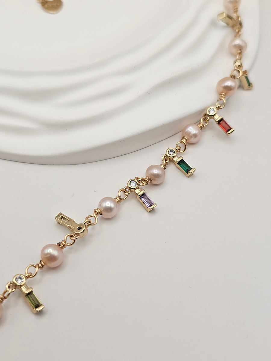 " SOFIA RAINBOW " FRESH WATER PEARLS NECKLACE
