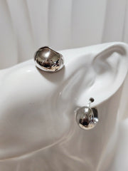 White Gold Dome Earrings