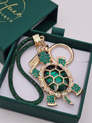 Turtle Keychain : Emerald/Gold