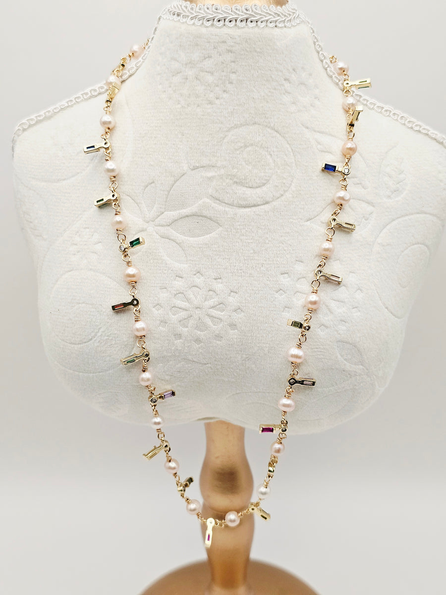 " SOFIA RAINBOW " FRESH WATER PEARLS NECKLACE