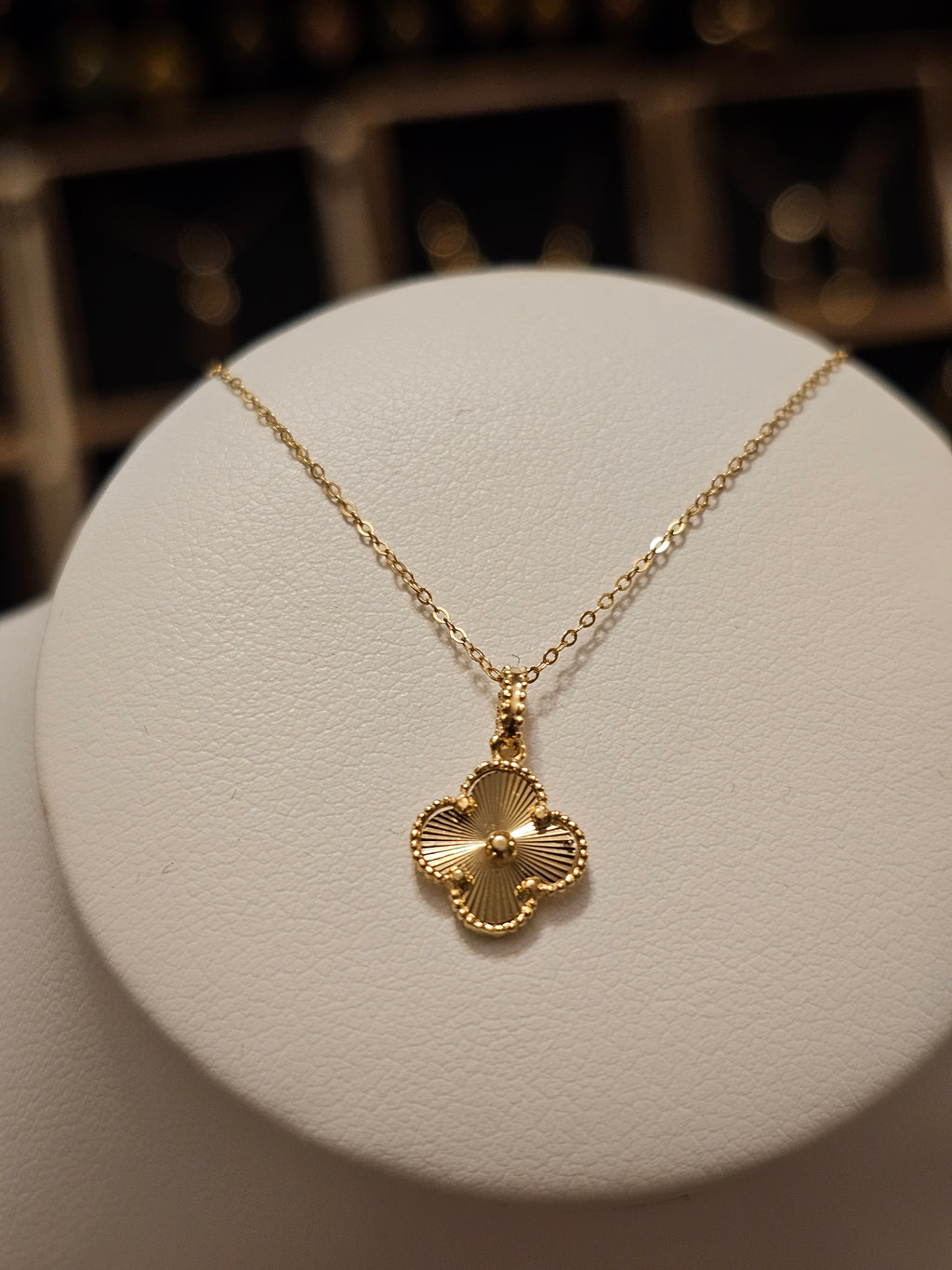 All Yellow Gold Clover Necklace