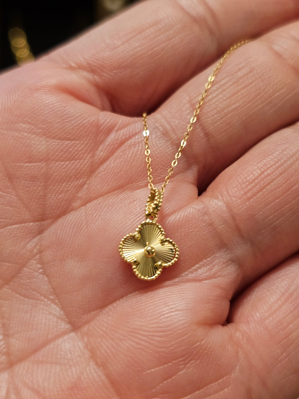 All Yellow Gold Clover Necklace