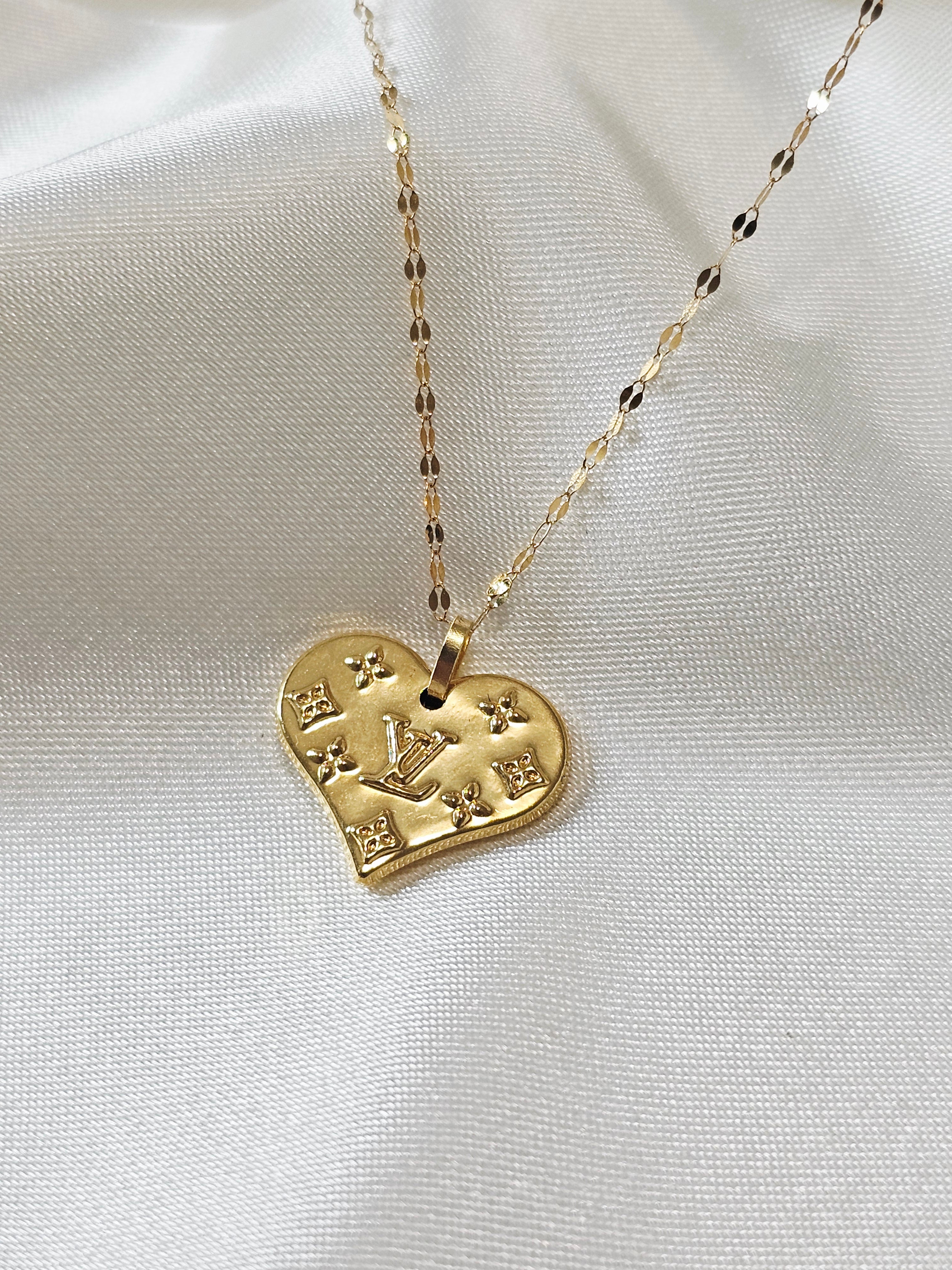 LV Inspired Heart Pendant