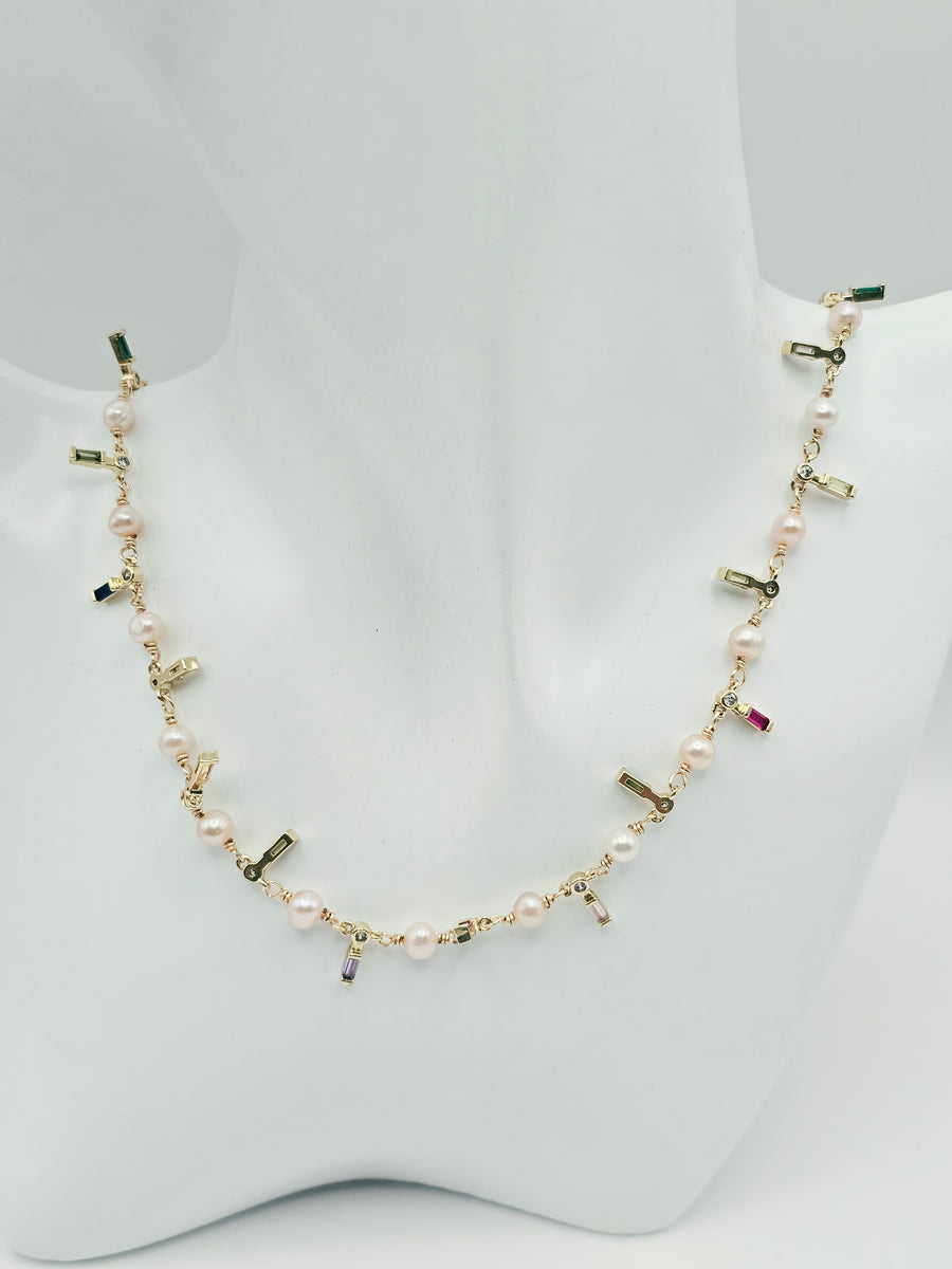 " SOFIA RAINBOW " FRESH WATER PEARLS NECKLACE