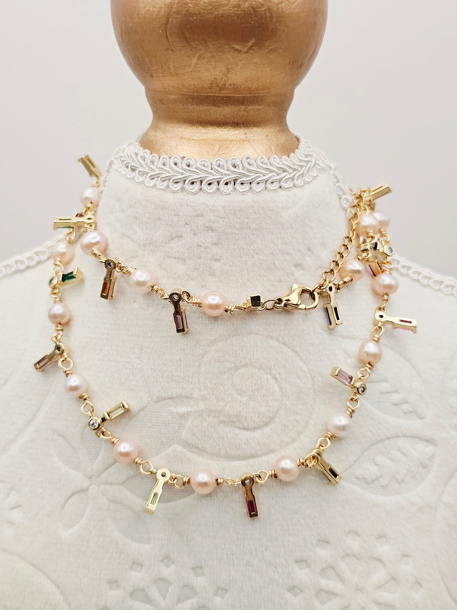 " SOFIA RAINBOW " FRESH WATER PEARLS NECKLACE
