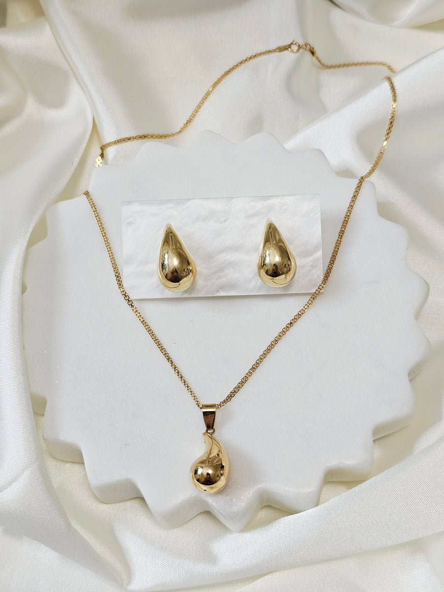Half Set Mini Teardrop Pendant and Earrings Only