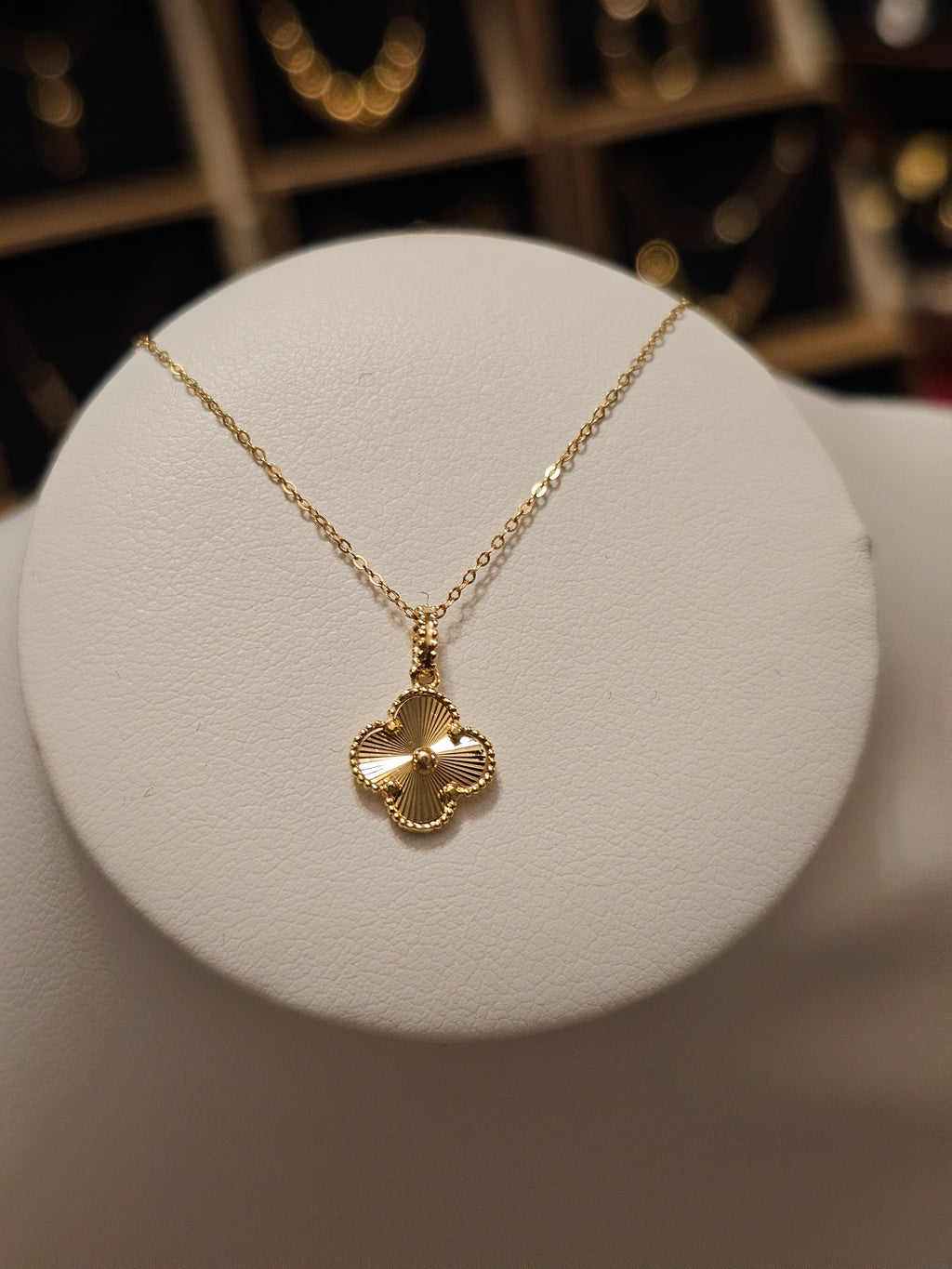 All Yellow Gold Clover Necklace